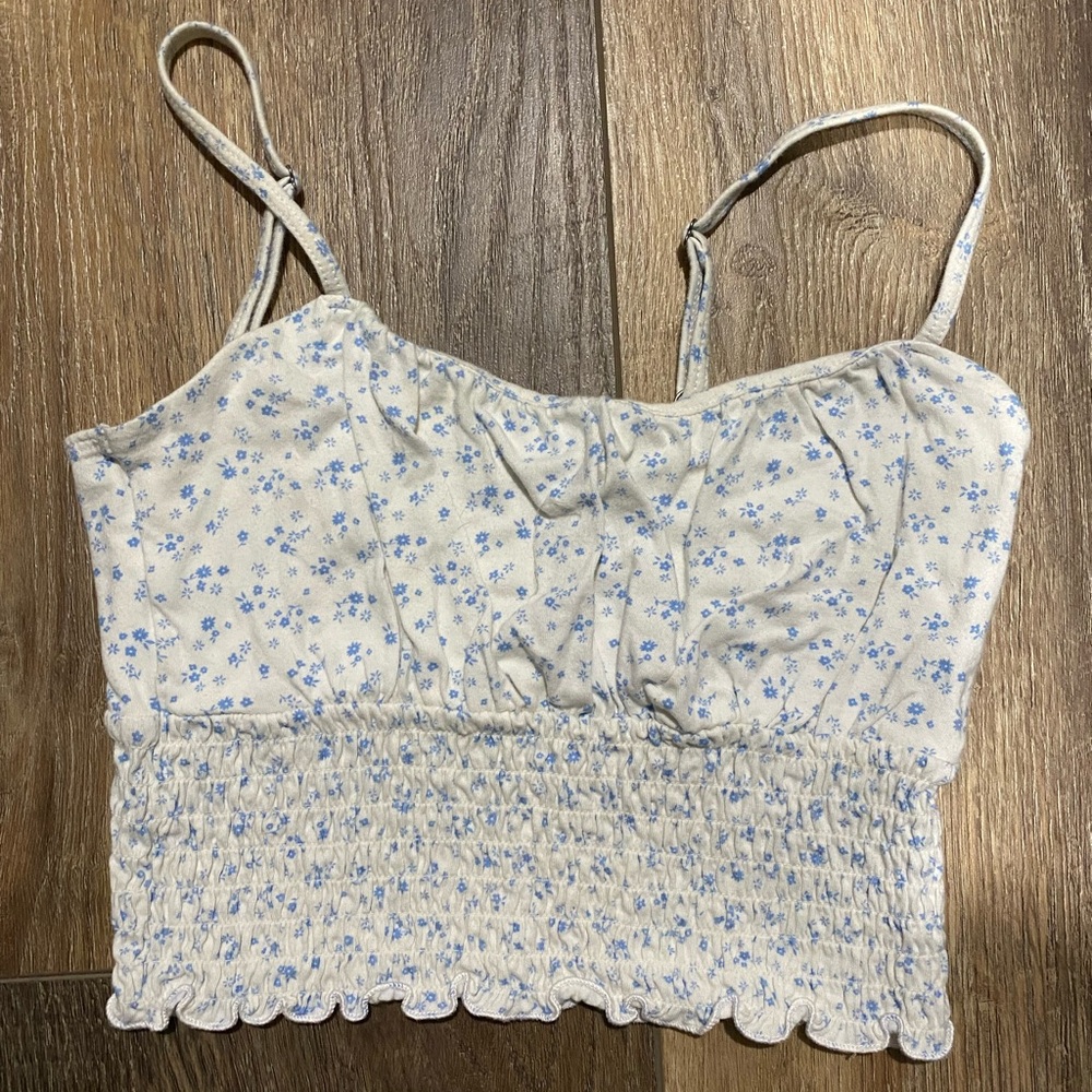 Hollister Blue and White Floral Camisole